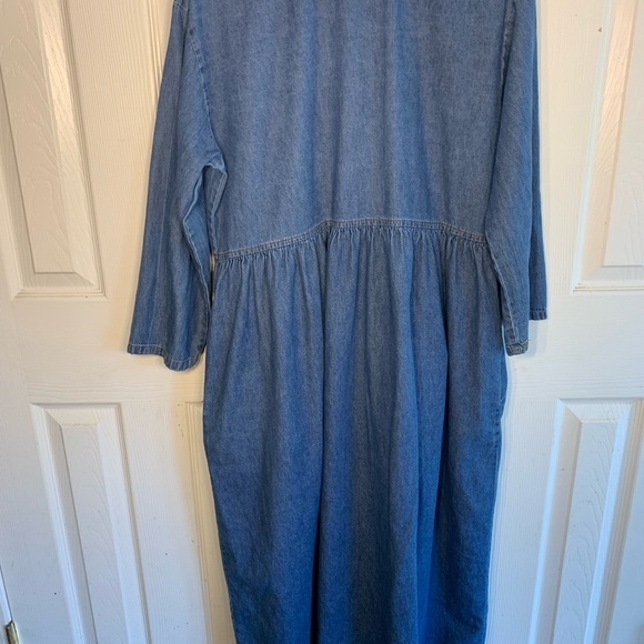 Women’s Vintage Chorus Blues Size 14 Blue Jean Denim Lace Dress With Pockets - Picture 6 of 12